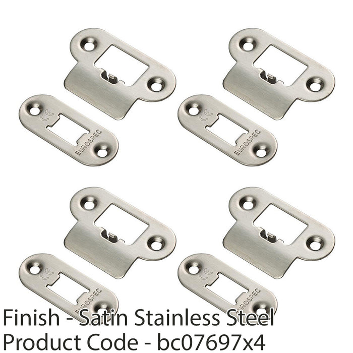 4 PACK Forend Strike and Pack for HEAVY DUTY Tubular Latch Satin Steel RADIUS 1