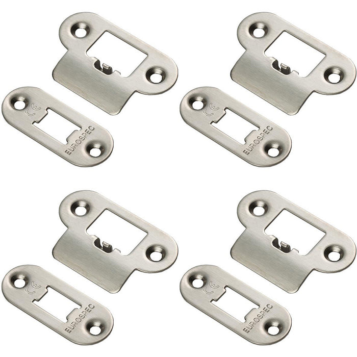 4 PACK Forend Strike and Pack for HEAVY DUTY Tubular Latch Satin Steel RADIUS