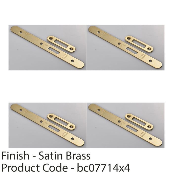 4 PACK Door Frame Forend Strike & Pack DIN EURO Deadlock Satin Brass RADIUS 1