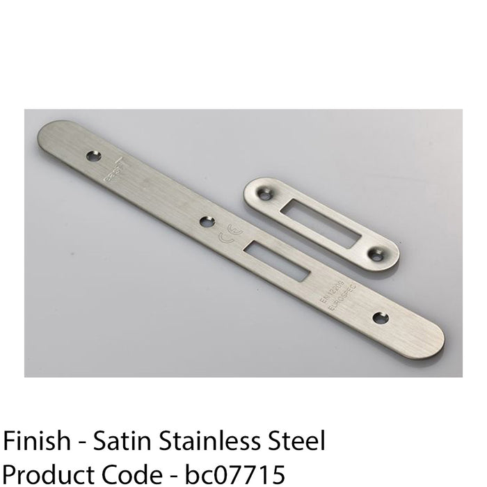 Door Frame Forend Strike & Fixing Pack - DIN EURO Deadlock - Satin Steel RADIUS 1