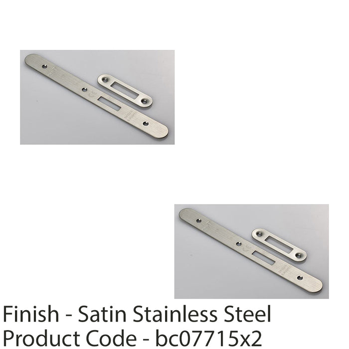 2 PACK Door Frame Forend Strike & Pack DIN EURO Deadlock Satin Steel RADIUS 1