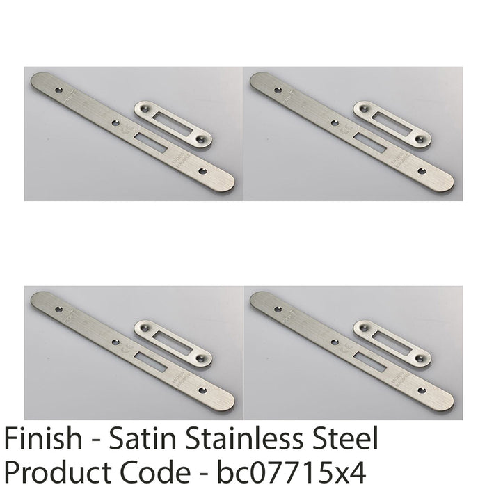 4 PACK Door Frame Forend Strike & Pack DIN EURO Deadlock Satin Steel RADIUS 1
