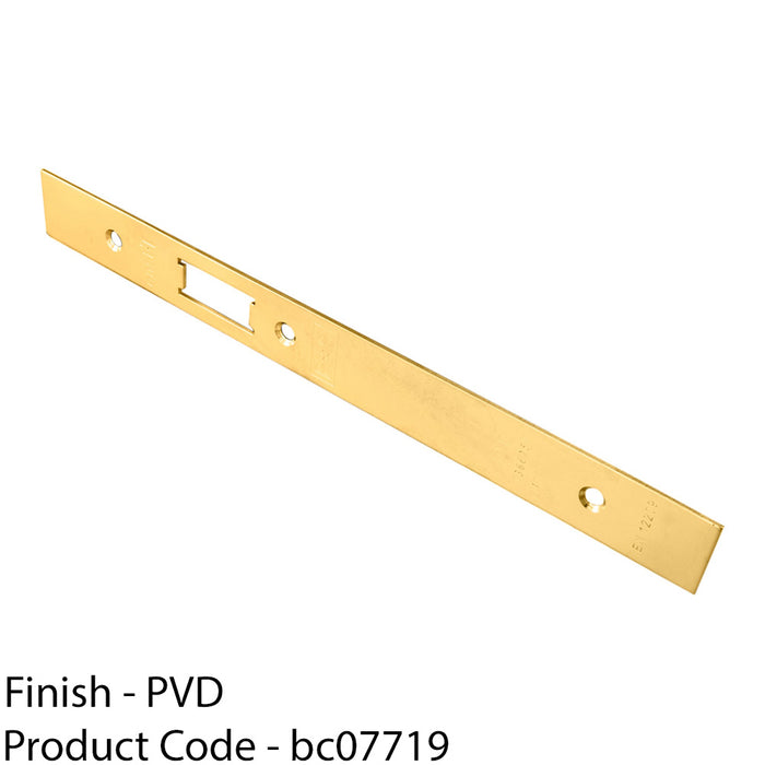 Door Frame Forend Strike & Fixing Pack - DIN Latch - Brass PVD SQUARE 235x24mm 1