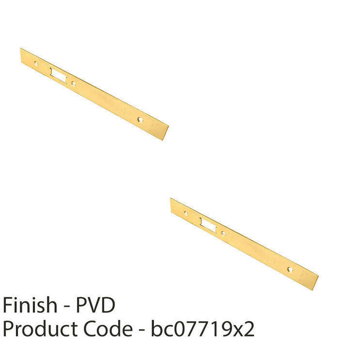 2 PACK Door Frame Forend Strike & Pack DIN Latch Brass PVD SQUARE 235x24mm 1