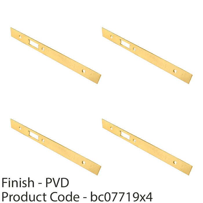 4 PACK Door Frame Forend Strike & Pack DIN Latch Brass PVD SQUARE 235x24mm 1