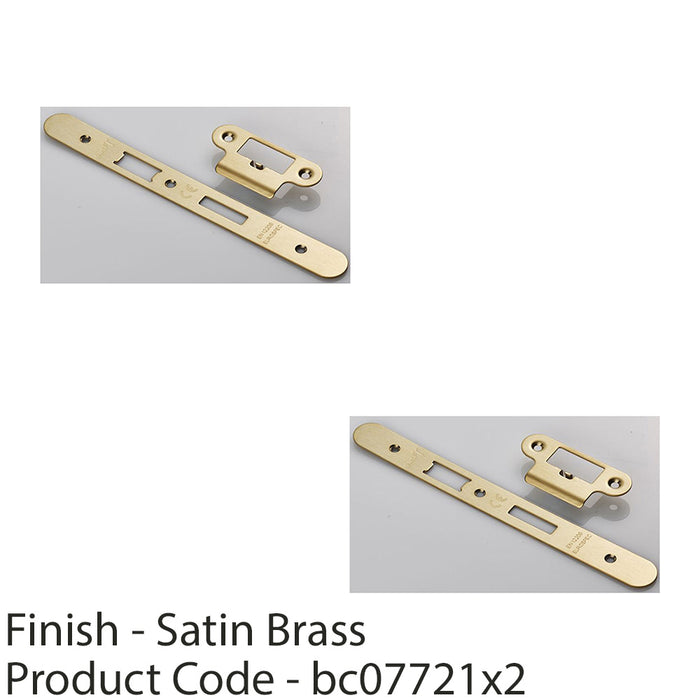 2 PACK Door Frame Forend Strike & Pack DIN Latch Satin Brass RADIUS 235x24mm 1