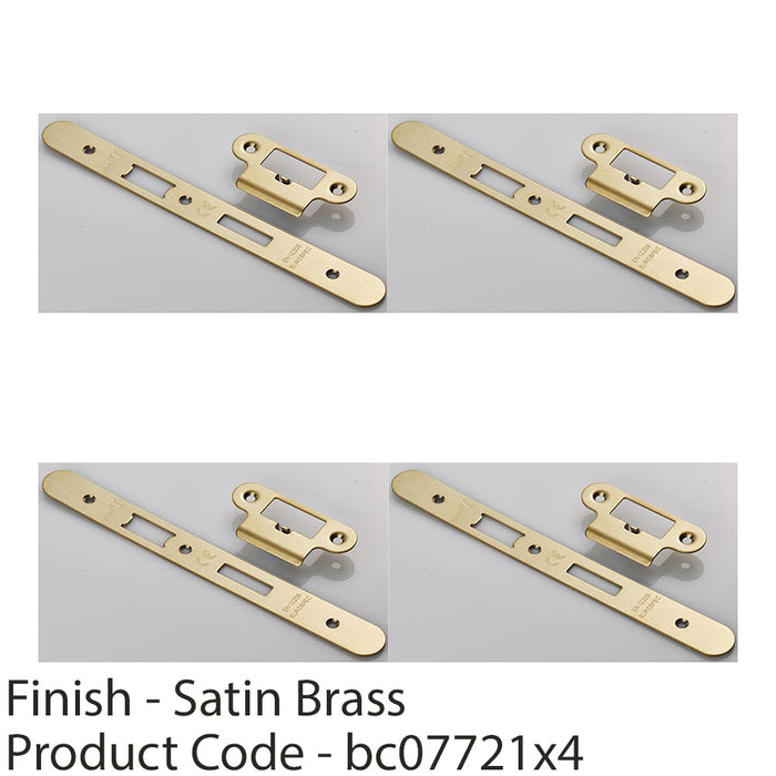 4 PACK Door Frame Forend Strike & Pack DIN Latch Satin Brass RADIUS 235x24mm 1