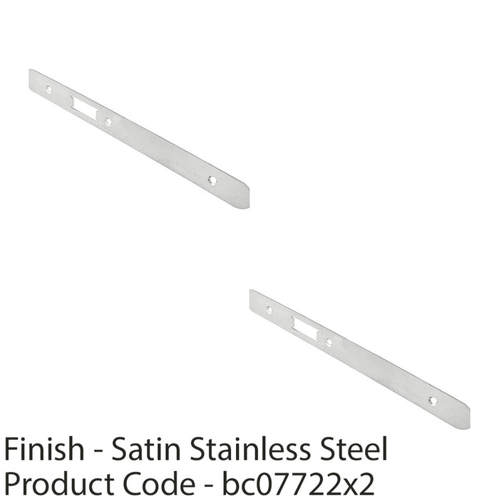 2 PACK Door Frame Forend Strike & Pack DIN Latch Satin Steel RADIUS 235x24mm 1