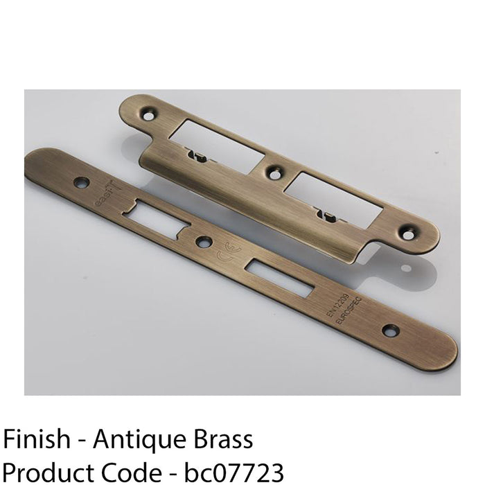 Bathroom Sashlock Forend Strike & Fixing Pack - Antique Brass RADIUS 235x24mm 1