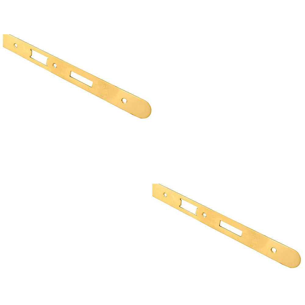 2 PACK Bathroom Sashlock Forend Strike & Fixing Pack Brass PVD RADIUS 235x24mm