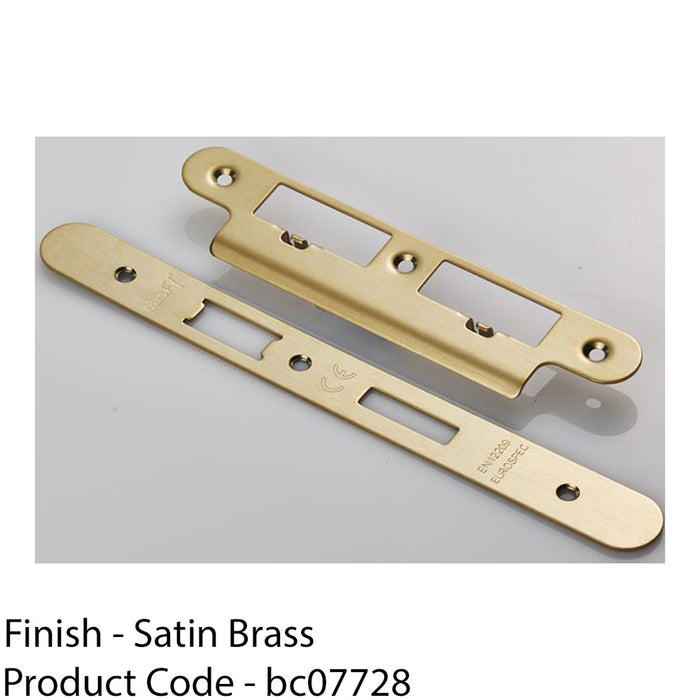 Bathroom Sashlock Forend Strike & Fixing Pack - Satin Brass RADIUS 235x24mm 1