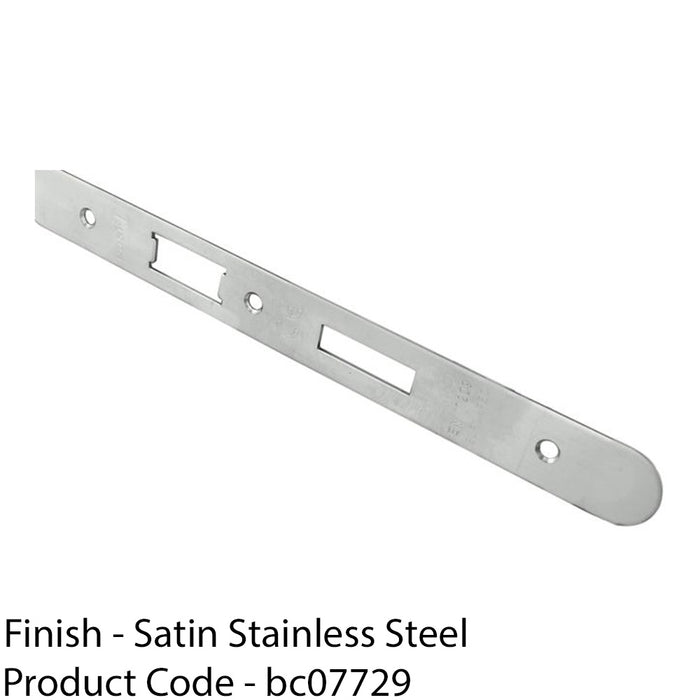 Bathroom Sashlock Forend Strike & Fixing Pack - Satin Steel RADIUS 235x24mm 1