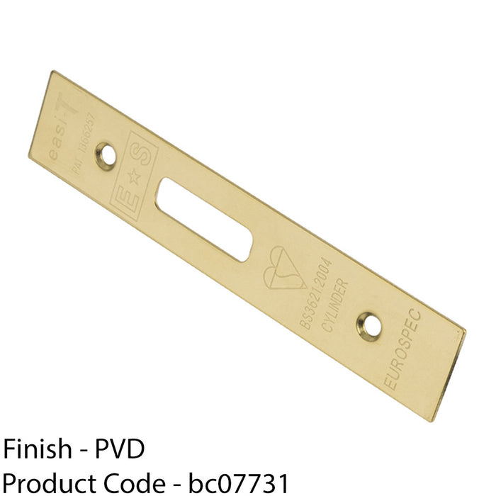 EURO Cylinder Deadlock Forend Strike & Fixing Pack - Brass PVD SQUARE 150x30mm 1