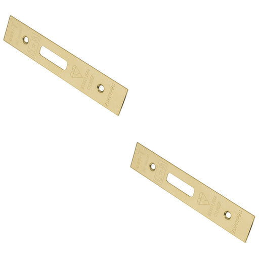 2 PACK EURO Cylinder Deadlock Forend Strike & Pack Brass PVD SQUARE 150x30mm