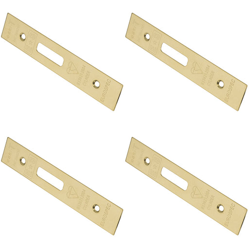 4 PACK EURO Cylinder Deadlock Forend Strike & Pack Brass PVD SQUARE 150x30mm