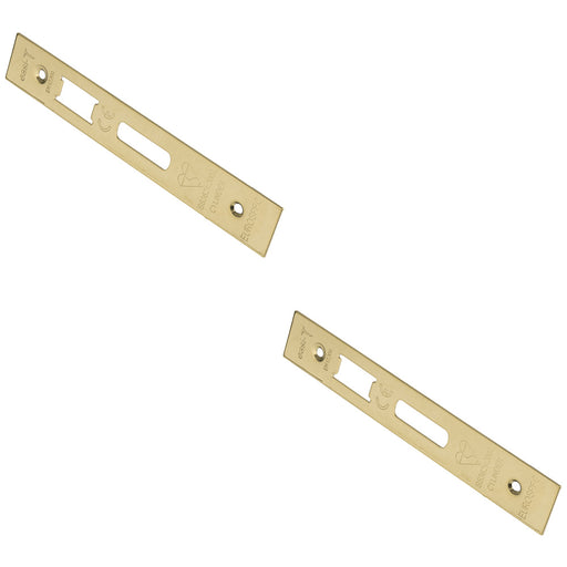 2 PACK BS Cylinder Deadlock Forend Strike & Pack Brass PVD SQUARE 166x26mm