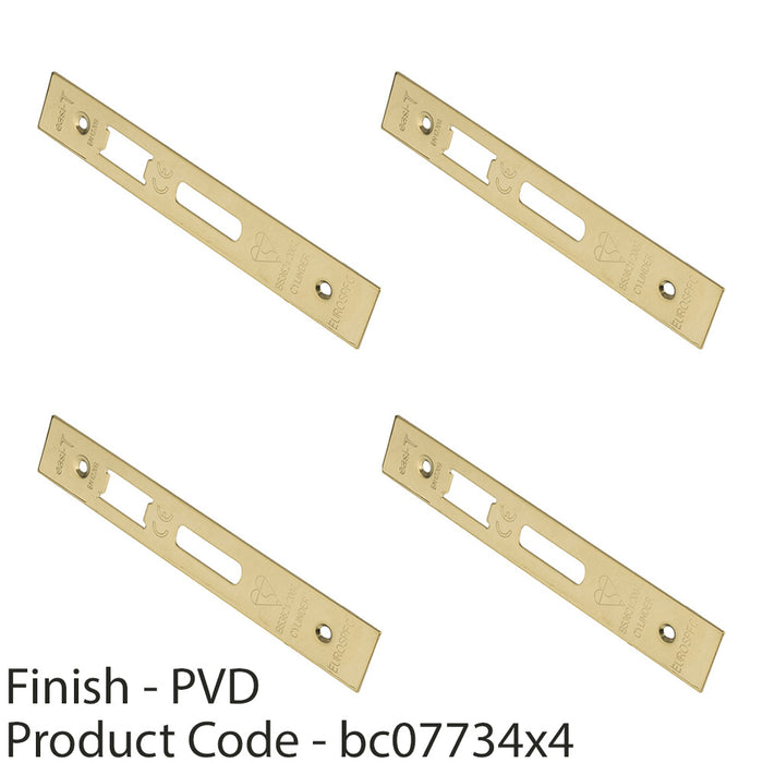 4 PACK BS Cylinder Deadlock Forend Strike & Pack Brass PVD SQUARE 166x26mm 1