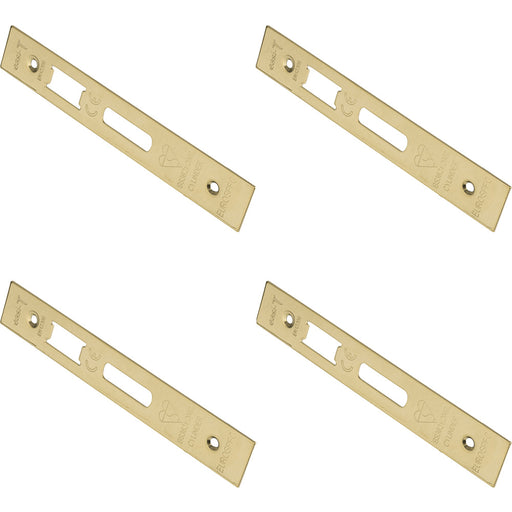 4 PACK BS Cylinder Deadlock Forend Strike & Pack Brass PVD SQUARE 166x26mm