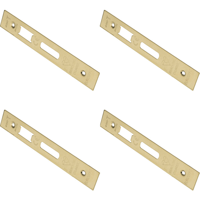 4 PACK BS Cylinder Deadlock Forend Strike & Pack Brass PVD SQUARE 166x26mm