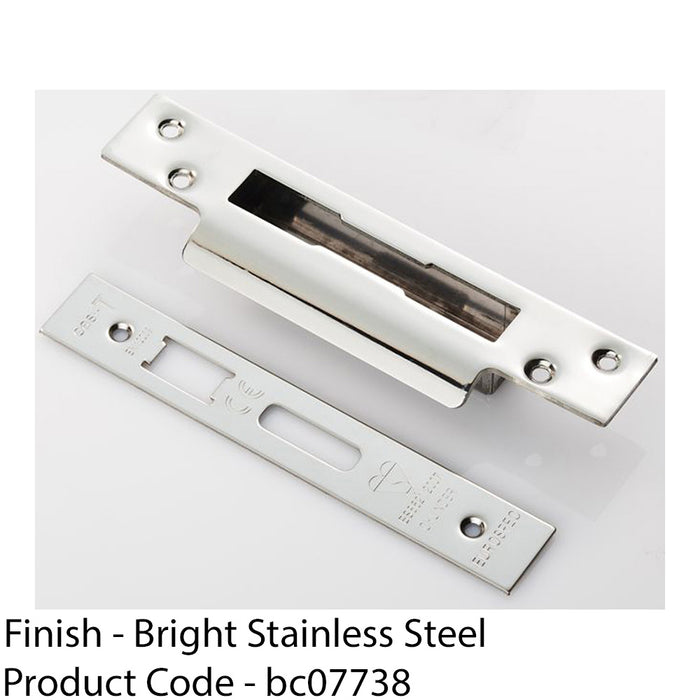 BS8621 Cylinder Sashlock Forend Strike & Fixing Pack - Bright Steel SQUARE 1
