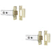 2 PACK 128mm Heavy Sprung Tubular Door Latch Square Strike Plate Polished Brass