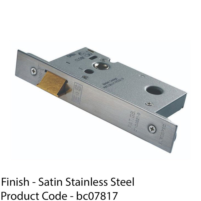 76mm Reversible Upright Door Latch - Rounded Satin Steel Strike Plate Forend 1