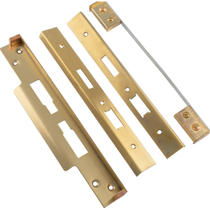 Half Inch Architectural Rebate Set for Din Locks - Brass PVD - Door Strike Plate
