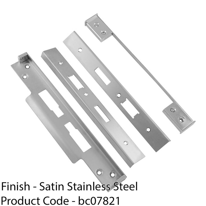 Half Inch Architectural Rebate Set for Din Locks - Satin Steel Door Strike Plate 1