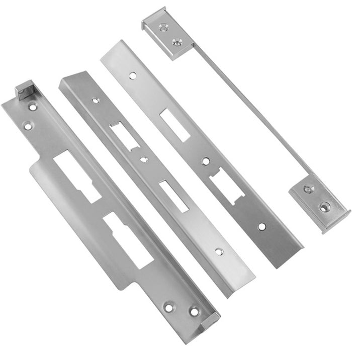 Half Inch Architectural Rebate Set for Din Locks - Satin Steel Door Strike Plate