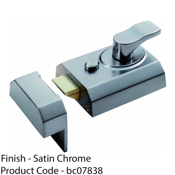 Contract Rim Cylinder Nightlatch LOCKCASE 60mm Satin Chrome Door Security Lock 1