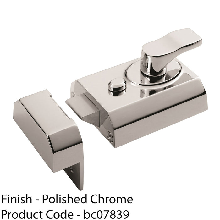 Contract Rim Cylinder Nightlatch 60mm Polished Chrome Door Security Lock 1
