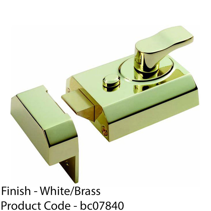 Contract Rim Cylinder Nightlatch 60mm White & Brass Door Security Lock 1