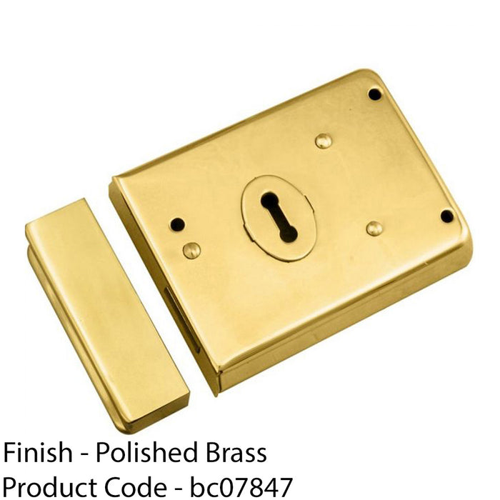 Traditional Contract Rim Deadlock 140 x 76mm Polished Brass Door Latch 1
