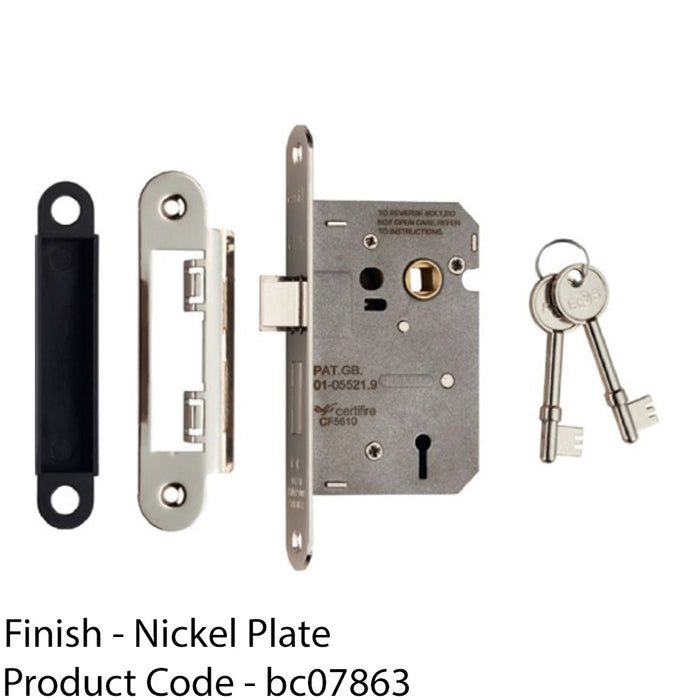 64mm 3 Lever Contract Sashlock Rounded Forend Nickel Plated Door Latch 1
