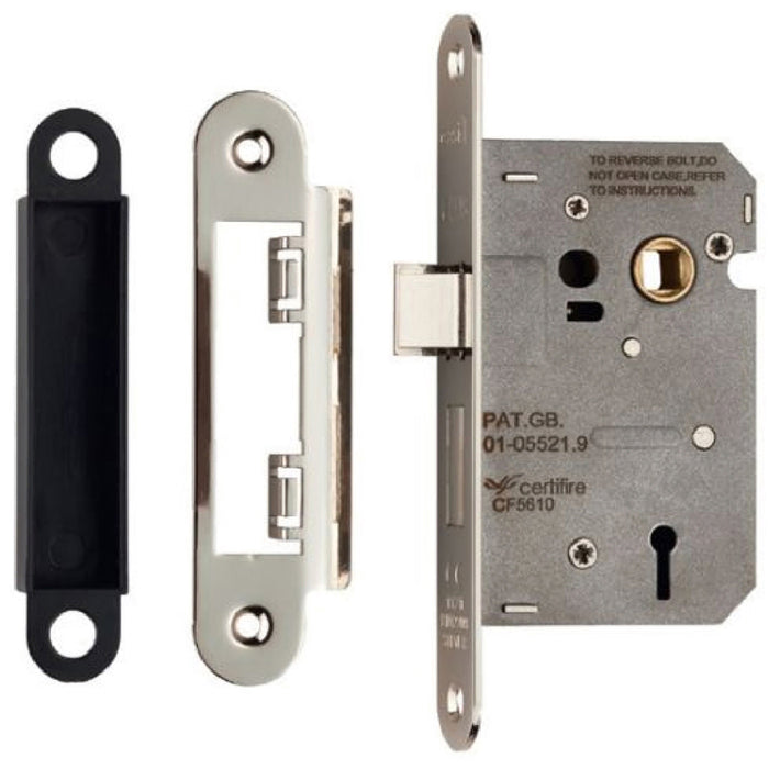76mm 3 Lever Contract Sashlock Rounded Nickel Plated Brassed Door Latch