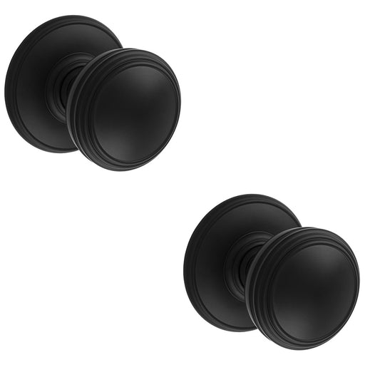 2 PACK PAIR Textured Mortice Door Knob 70mm Matt Black Interior Door Handle