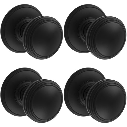 4 PACK PAIR Textured Mortice Door Knob 70mm Matt Black Interior Door Handle