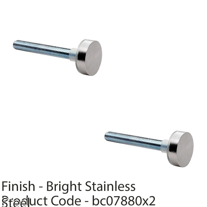 2 PACK PAIR Bolt Cap Pack for 19mm D Pull Door Handles Bright Stainless Steel 1