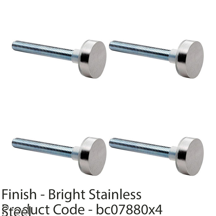 4 PACK PAIR Bolt Cap Pack for 19mm D Pull Door Handles Bright Stainless Steel 1