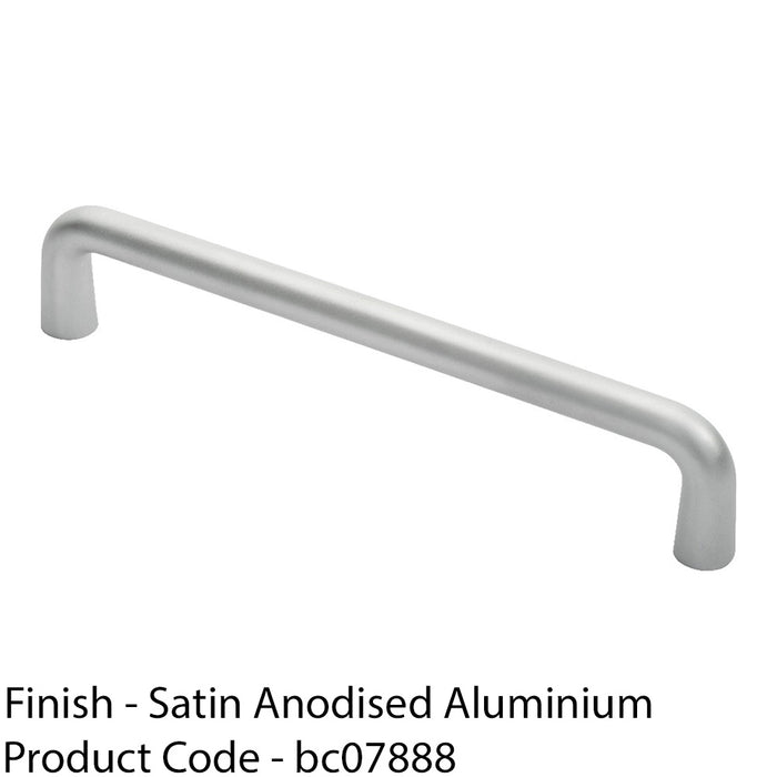 Rounded D Shaped Bar Handle 300mm x 19mm Diameter Satin Anodised Aluminium 1