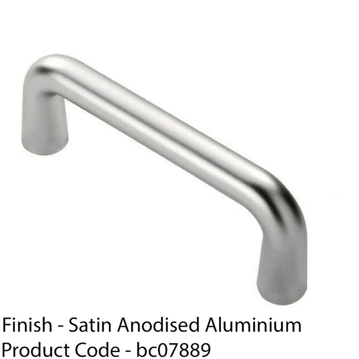 Rounded D Shaped Bar Handle 225mm x 19mm Diameter Satin Anodised Aluminium 1