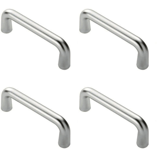 4 PACK Rounded D Shaped Bar Handle 225mm x 19mm Satin Anodised Aluminium