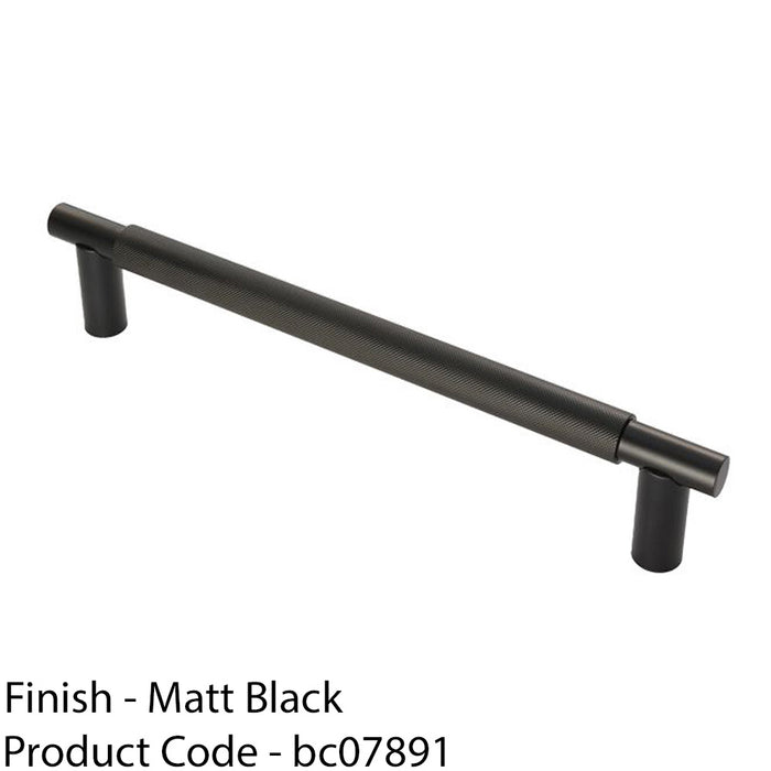 Luxury T Bar Knurled Pull Handle - 300mm Matt Black - Kitchen Door Cabinet 1