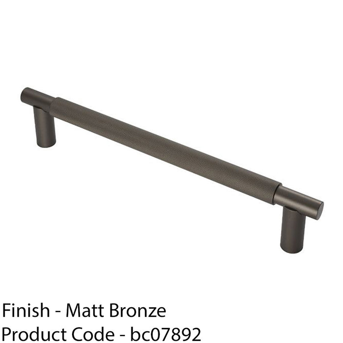 Luxury T Bar Knurled Pull Handle - 300mm Matt Bronze - Kitchen Door Cabinet 1