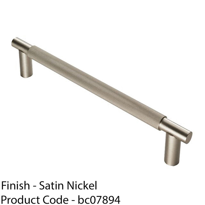 Luxury T Bar Knurled Pull Handle - 300mm Satin Nickel - Kitchen Door Cabinet 1