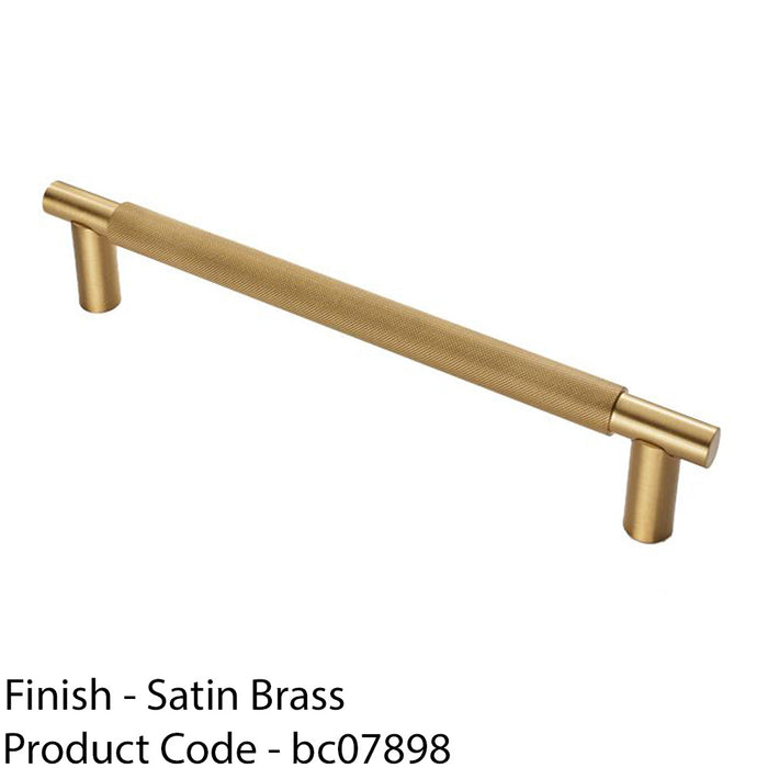 Luxury T Bar Knurled Pull Handle - 450mm Satin Brass - Kitchen Door Cabinet 1