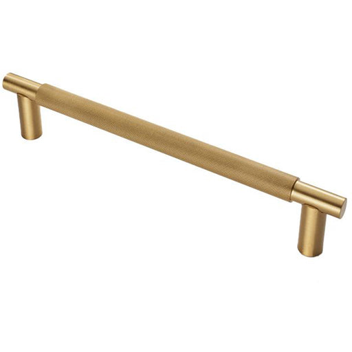 Luxury T Bar Knurled Pull Handle - 450mm Satin Brass - Kitchen Door Cabinet