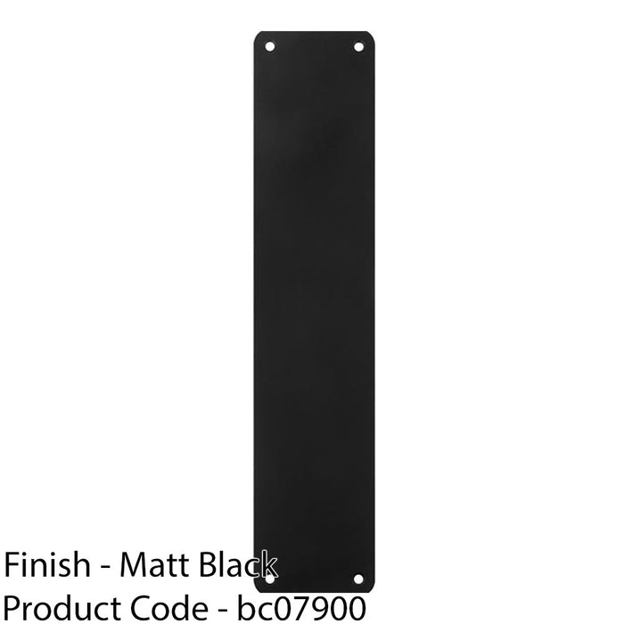 Plain Door Finger Plate 350 x 75mm - Matt Black Steel Push Plate 1