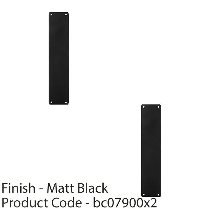 2 PACK Plain Door Finger Plate 350 x 75mm Matt Black Steel Push Plate 1