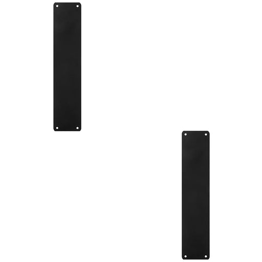 2 PACK Plain Door Finger Plate 350 x 75mm Matt Black Steel Push Plate